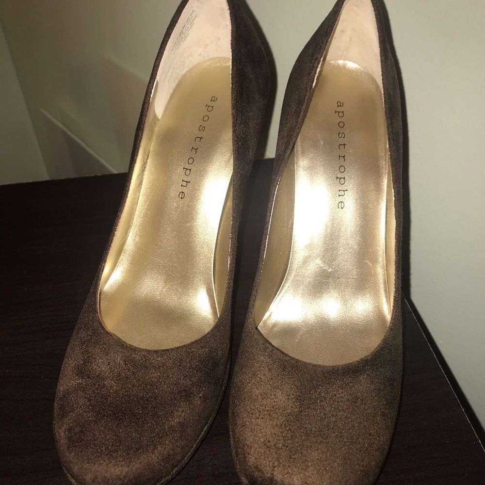 Vintage Apostrophe brown suede heels - Picture 2 of 5